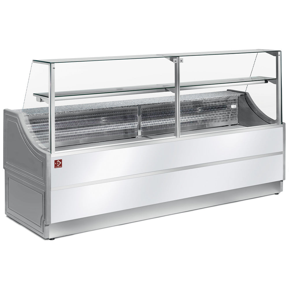 Diamond Refrigerated display counter straight panel 90°, without storage space - OL104/A2-R2