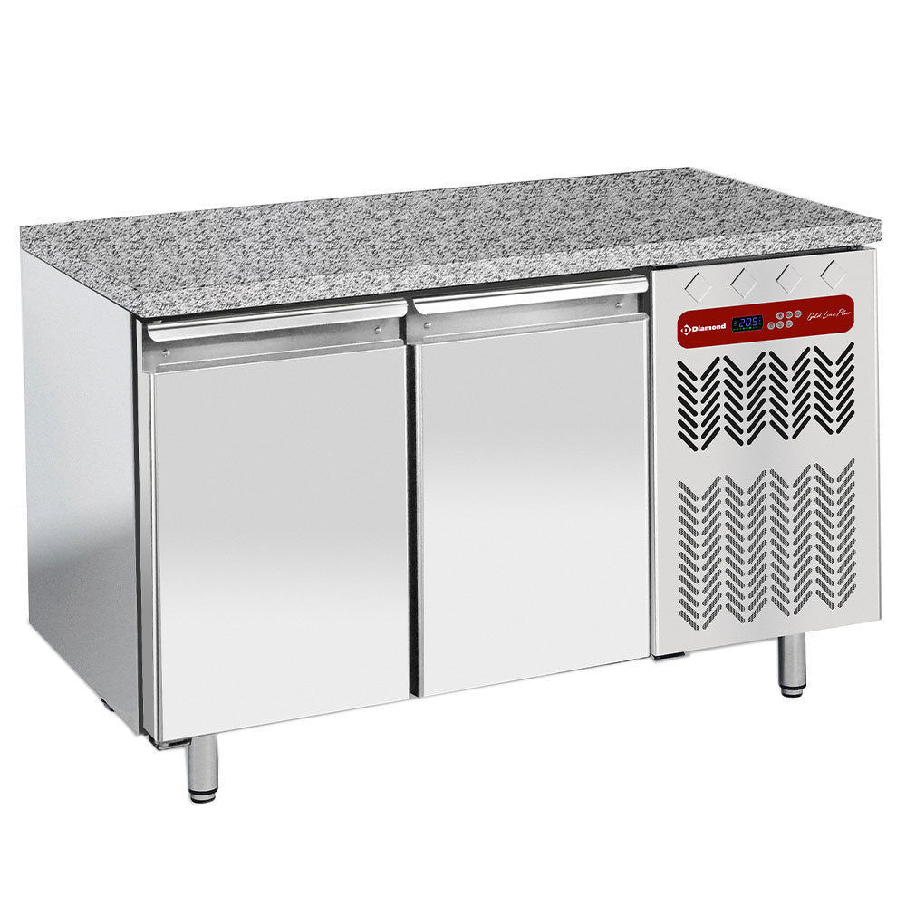 Diamond Refrigerated table, ventilated, 2 doors EN 600x400 - Granite Top - TP2N/HG-R2