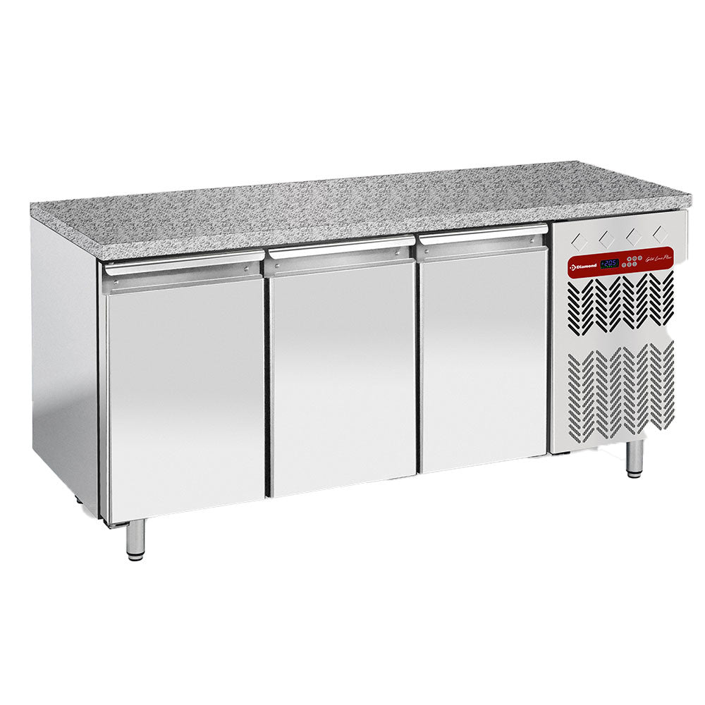 Diamond Refrigerated table, ventilated, 3 doors EN 600x400 - Granite Top - TP3N/HG-R2