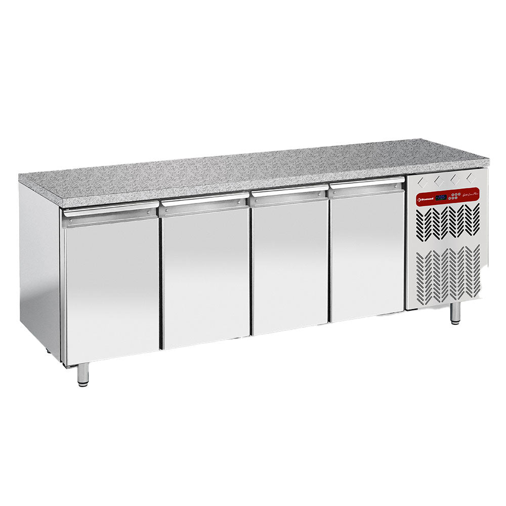 Diamond Refrigerated table, ventilated, 4 doors EN 600x400 - Granite Top - TP4N/HG-R2
