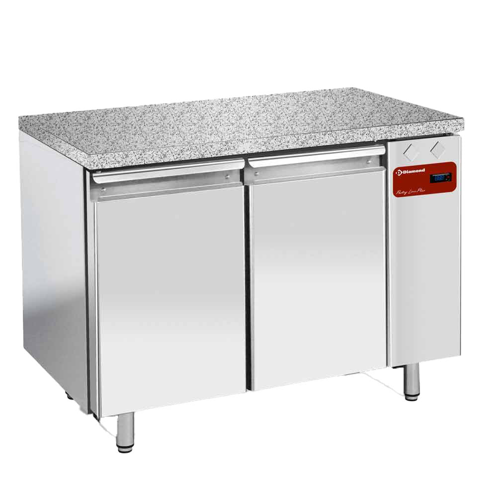 Diamond Refrig. table, vent., 2 doors EN 600x400 - Granite Top (without group) - TPS2N/HG