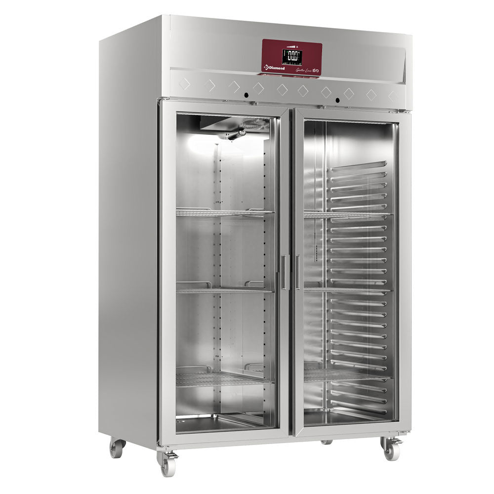 Diamond Ventilated freezer 1400 liters, 2 glass doors GN 2/1, on wheels - IE140/R9G