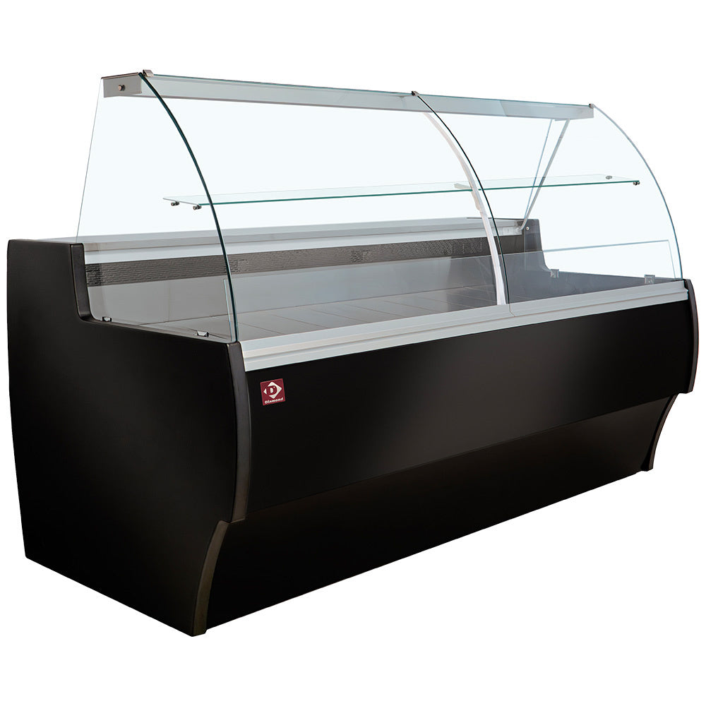 Diamond Refrigerated display counter curved glass, ventilated, with reserve - BLACK - MA30/B5-R2V