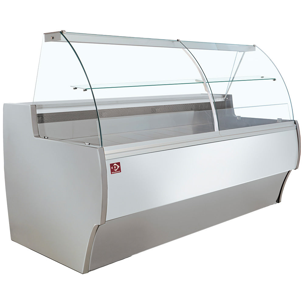 Diamond Refrigerated display counter curved glass, ventilated, with reserve - GREY/WHITE - MA30/E8-R2V