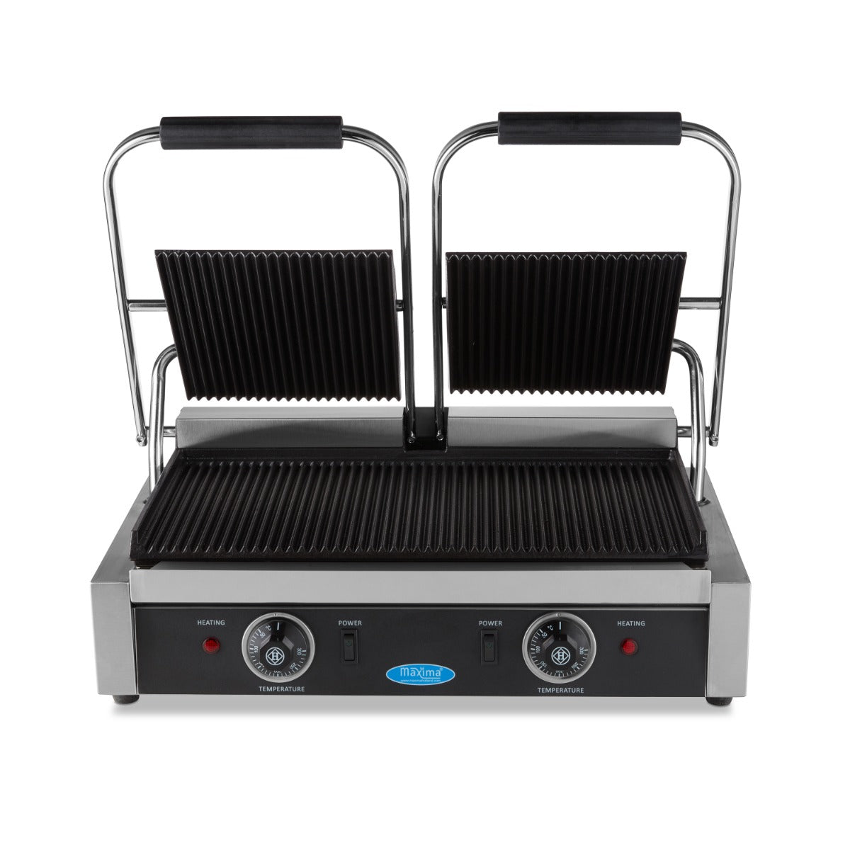 Maxima Contact Grill - Grooved - Double Grill Plate - 2 x 22cm - 09300435