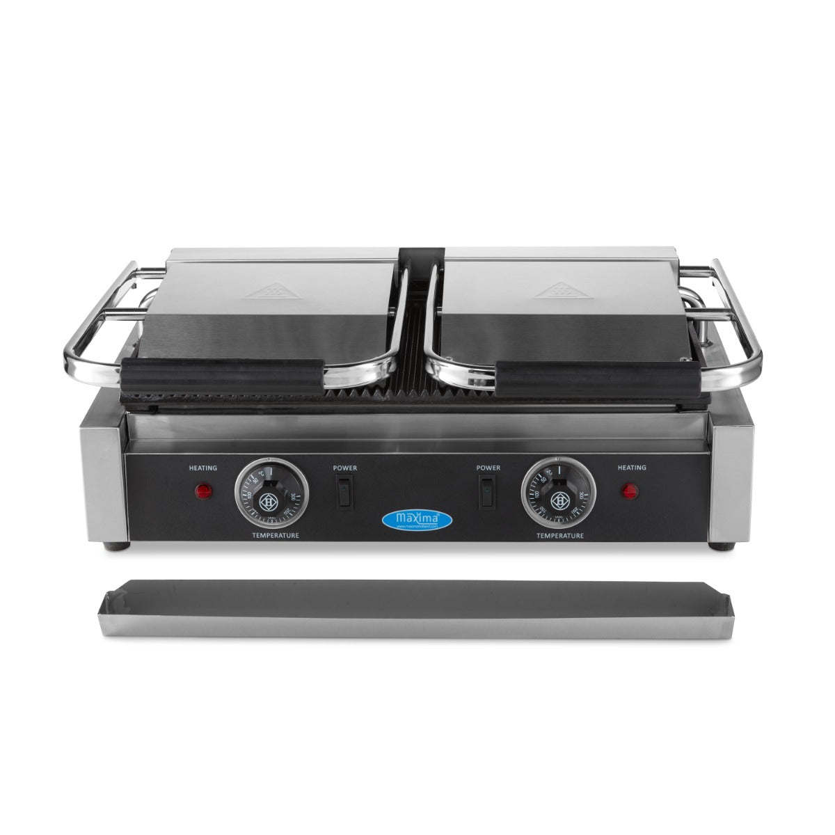 Maxima Contact Grill - Grooved - Double Grill Plate - 2 x 22cm - 09300435