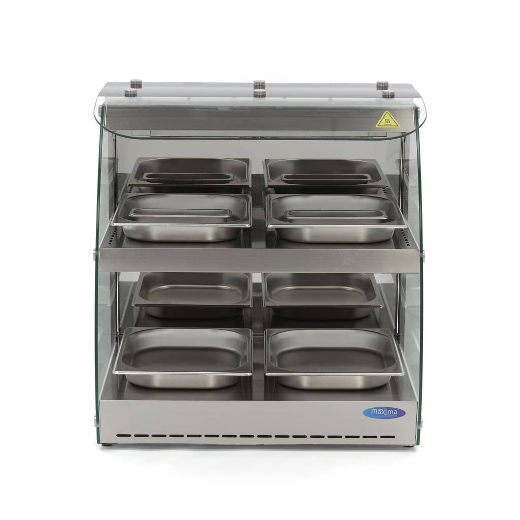 Maxima Heated Food Display - 63cm - 2 Shelves - Open - Fits 4 x 1/2 GN - 09400751