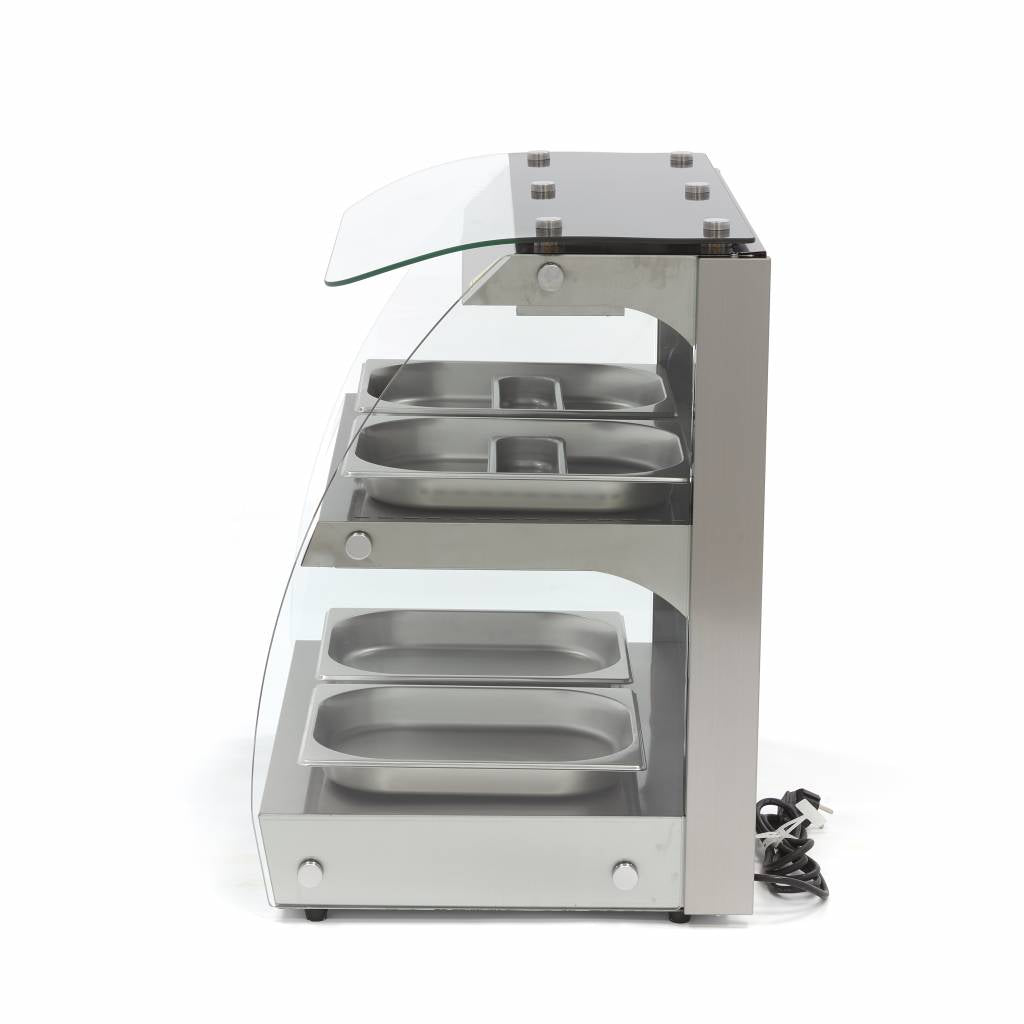 Maxima Heated Food Display - 63cm - 2 Shelves - Open - Fits 4 x 1/2 GN - 09400751