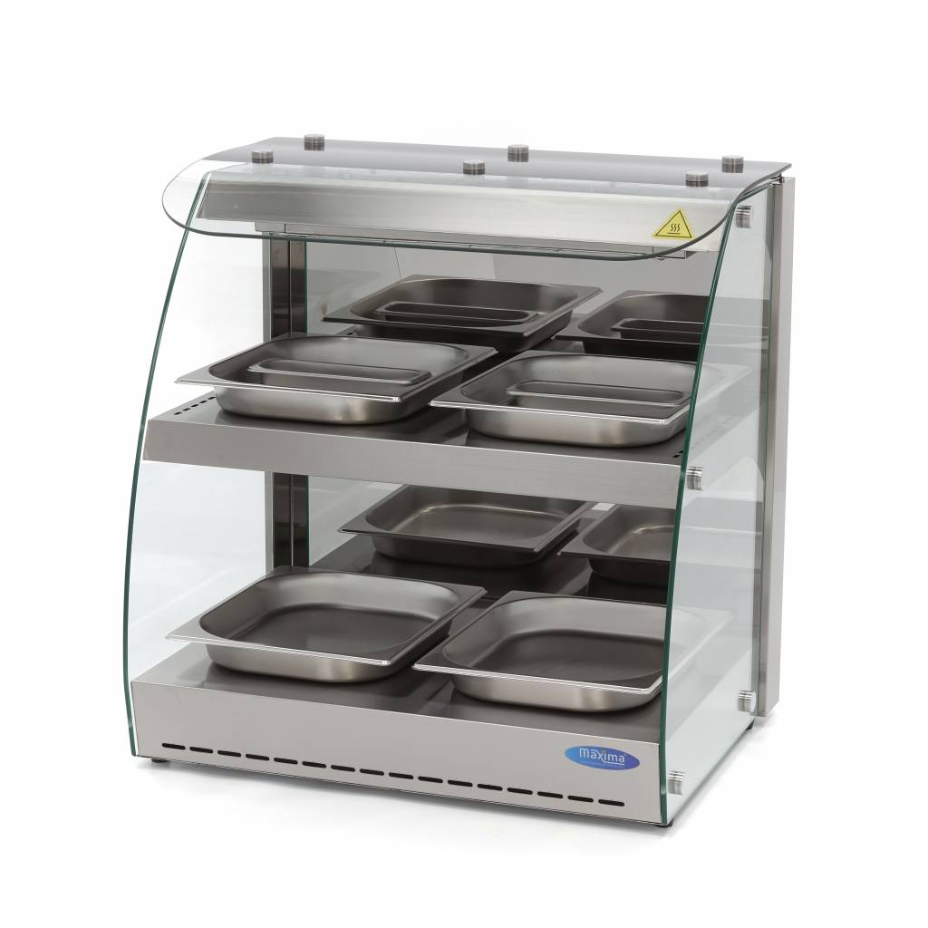 Maxima Heated Food Display - 63cm - 2 Shelves - Open - Fits 4 x 1/2 GN - 09400751