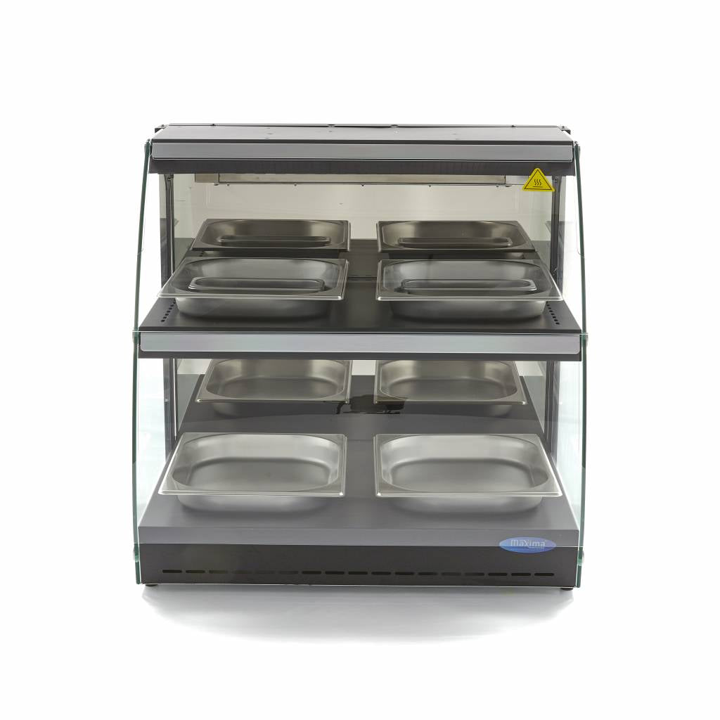 Maxima Heated Food Display - 63cm - 2 Shelves - Closed - Fits 4 x 1/2 GN - 09400755