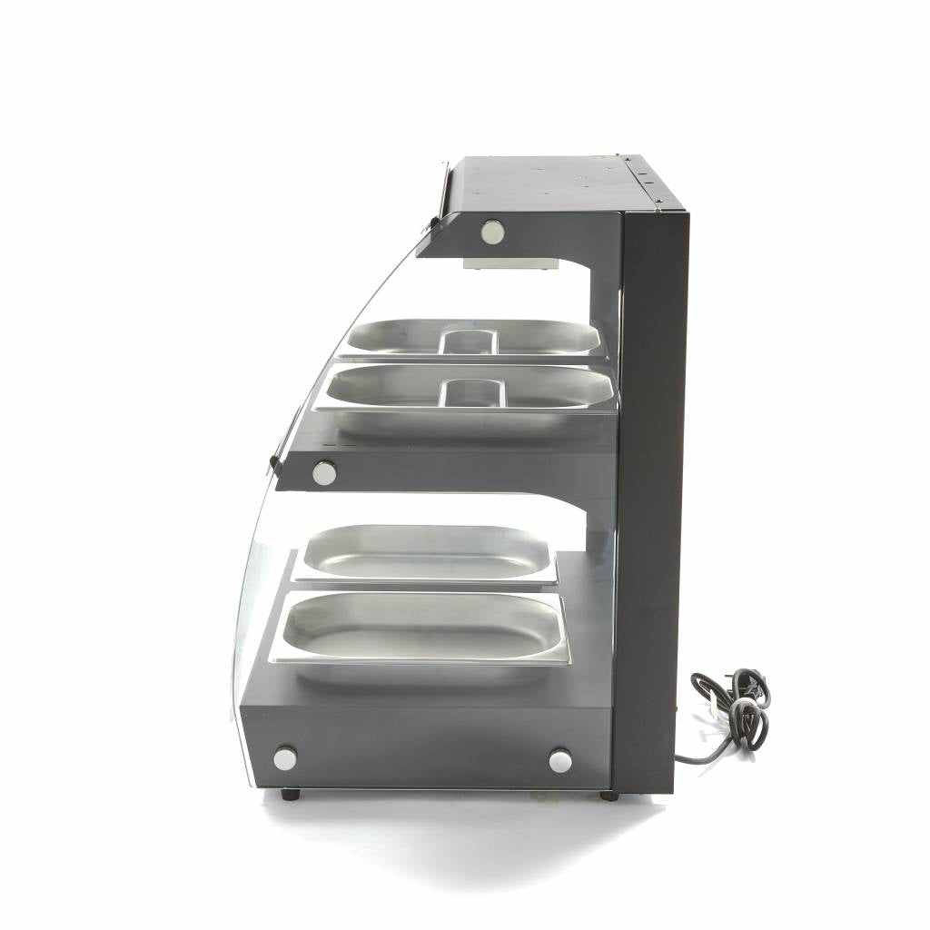 Maxima Heated Food Display - 63cm - 2 Shelves - Closed - Fits 4 x 1/2 GN - 09400755