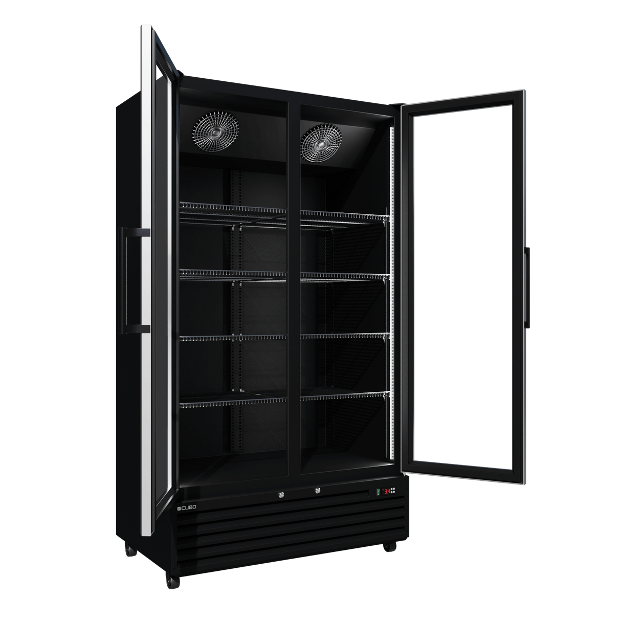 CUBO Koelkast -879 Liter – 2 Glasdeuren – 10 Legplanken – Zwart Interieur – CS-SU1000