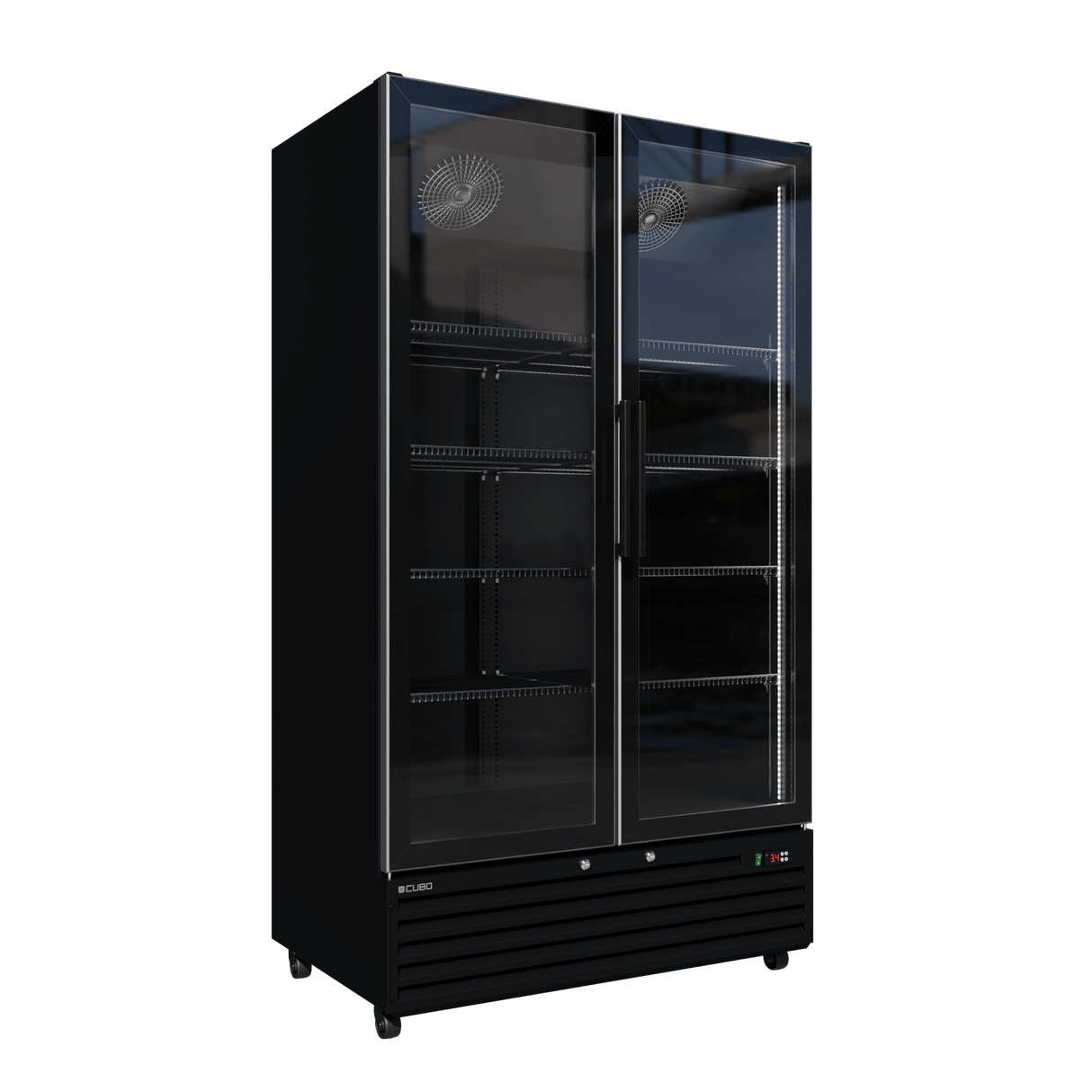 CUBO Koelkast -879 Liter – 2 Glasdeuren – 10 Legplanken – Zwart Interieur – CS-SU1000