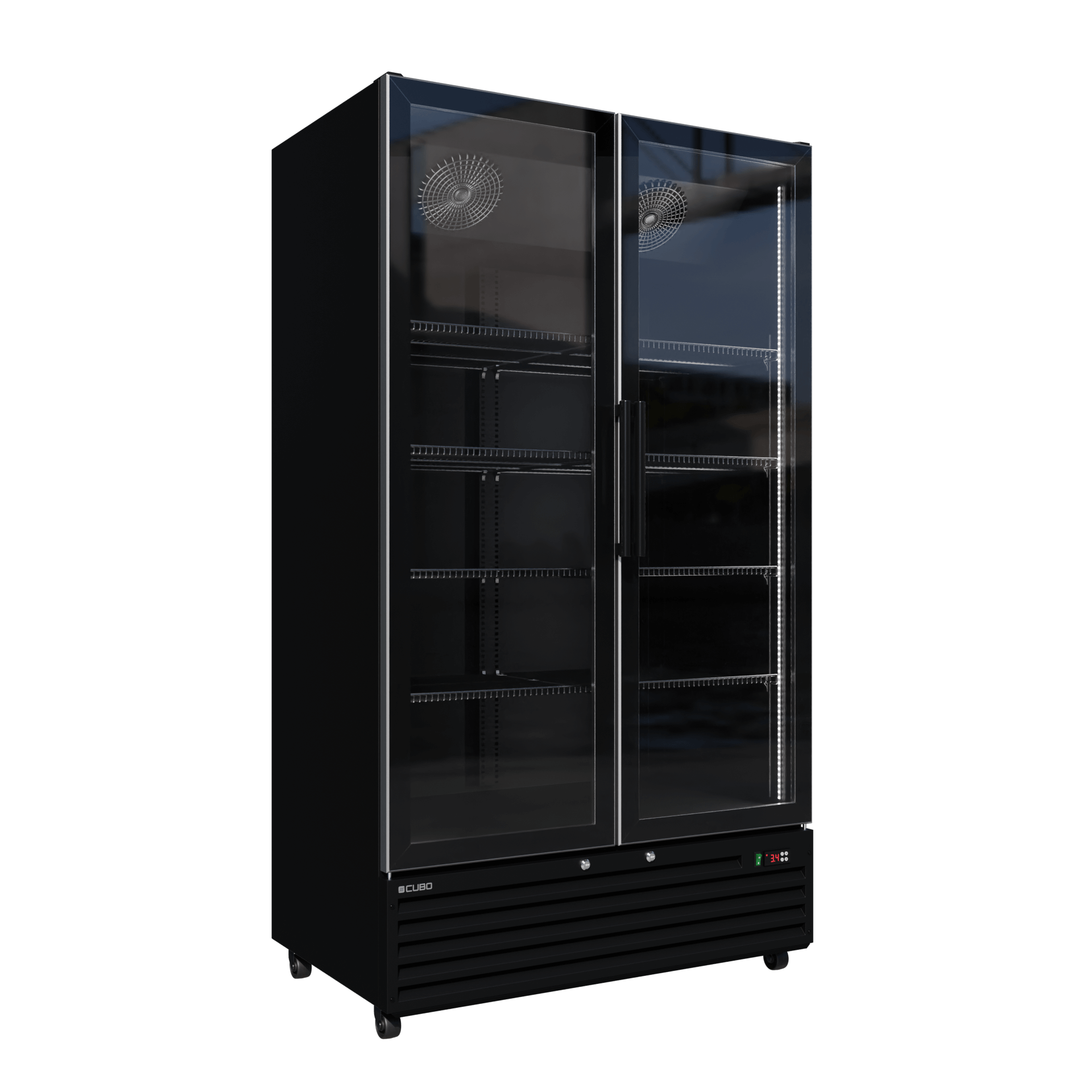 CUBO Koelkast -879 Liter – 2 Glasdeuren – 10 Legplanken – Zwart Interieur – CS-SU1000