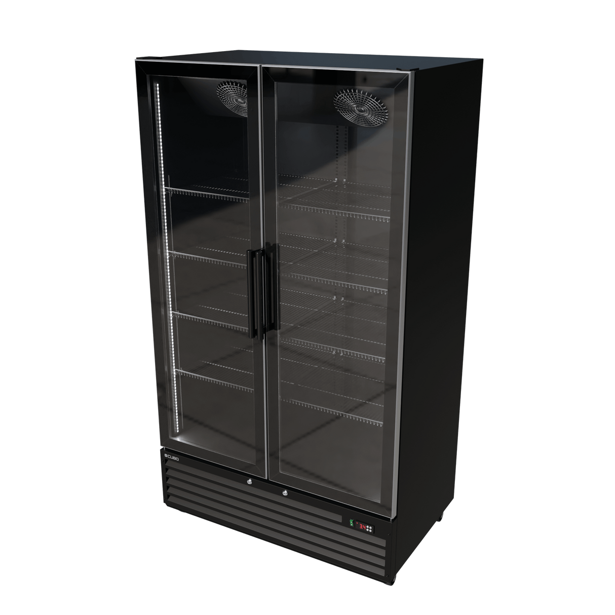 CUBO Koelkast -879 Liter – 2 Glasdeuren – 10 Legplanken – Zwart Interieur – CS-SU1000