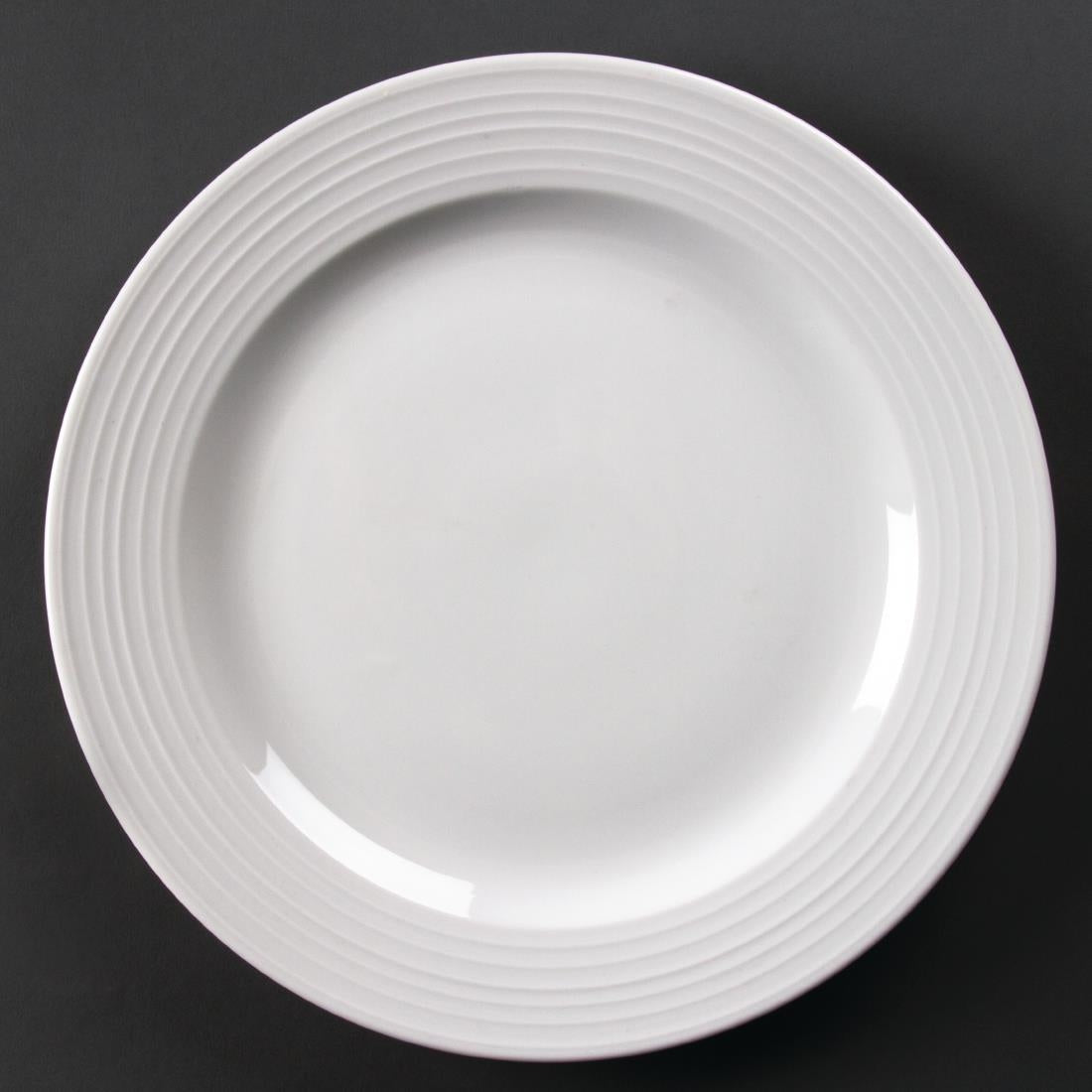 Olympia Linear Wide Rimmed Plates White 310mm (Pack of 6) - U092 Olympia