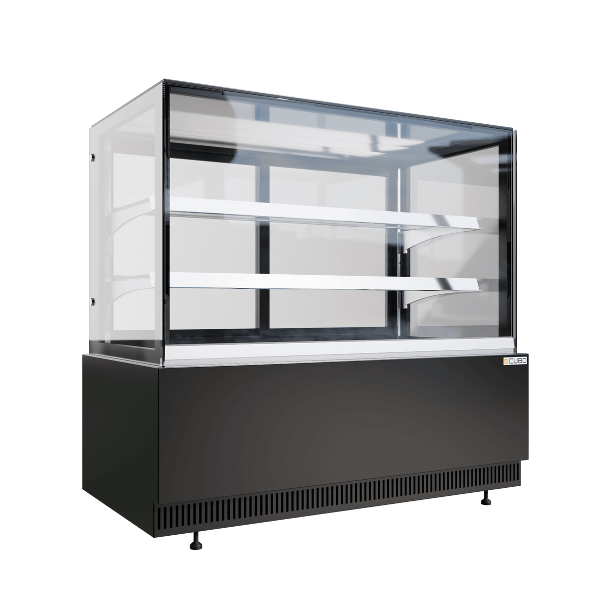 CUBO Cake & Pastry Counter 400L - 1260mm - Refrigerated Display - 2 Stainless Steel Shelves - Black with Glass Door - CS-BDC12