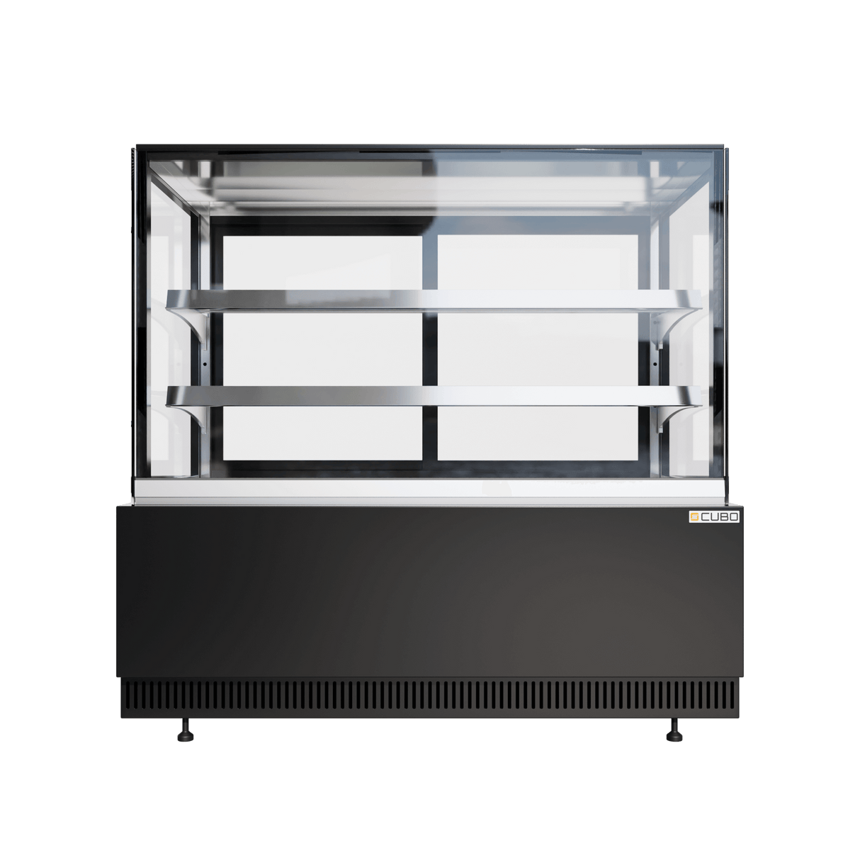 CUBO Cake & Pastry Counter 400L - 1260mm - Refrigerated Display - 2 Stainless Steel Shelves - Black with Glass Door - CS-BDC12