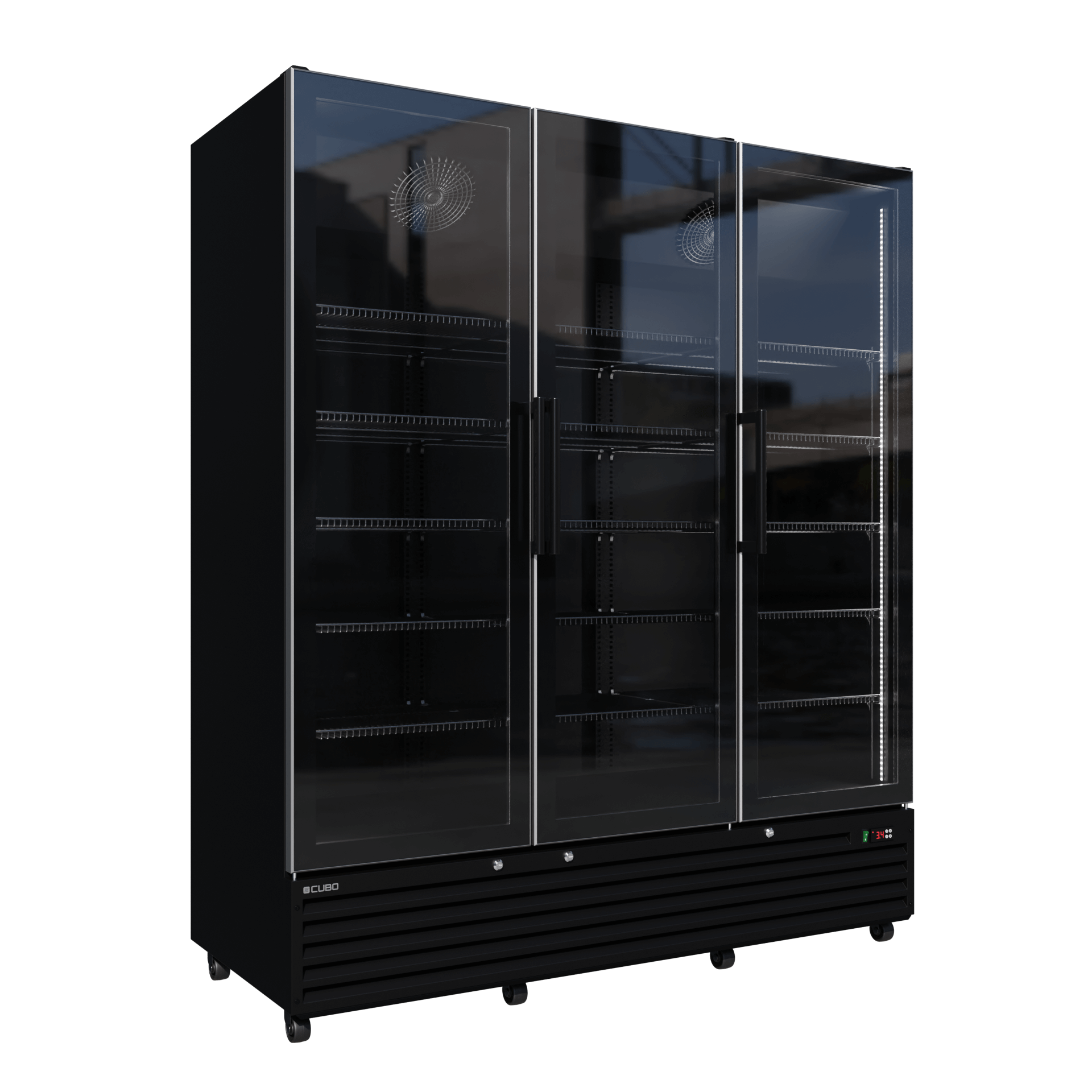 CUBO koelkast - 1483 Liter – 3 Glasdeuren – 15 Legplanken – Zwart Interieur – CS-SU1500