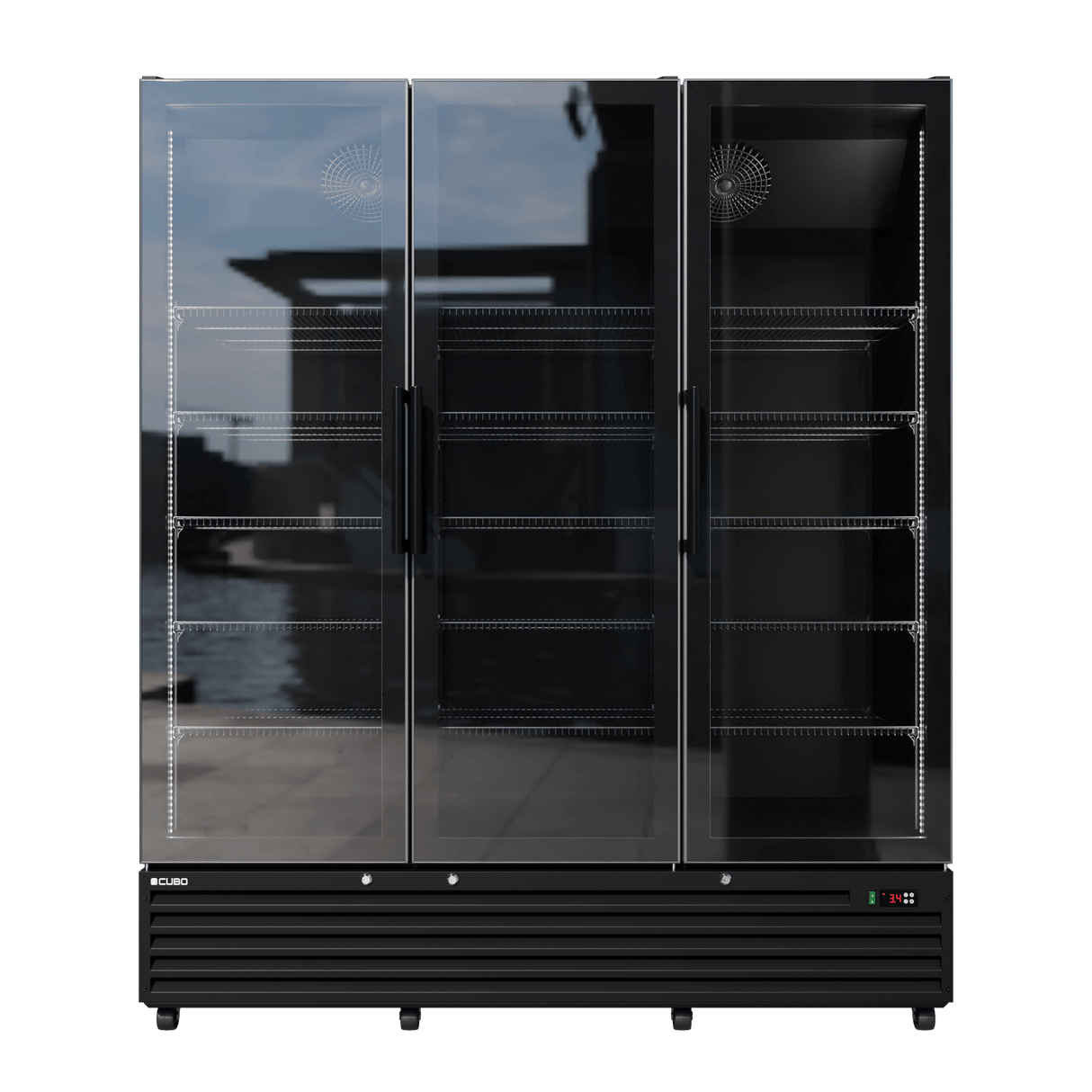 CUBO koelkast - 1483 Liter – 3 Glasdeuren – 15 Legplanken – Zwart Interieur – CS-SU1500