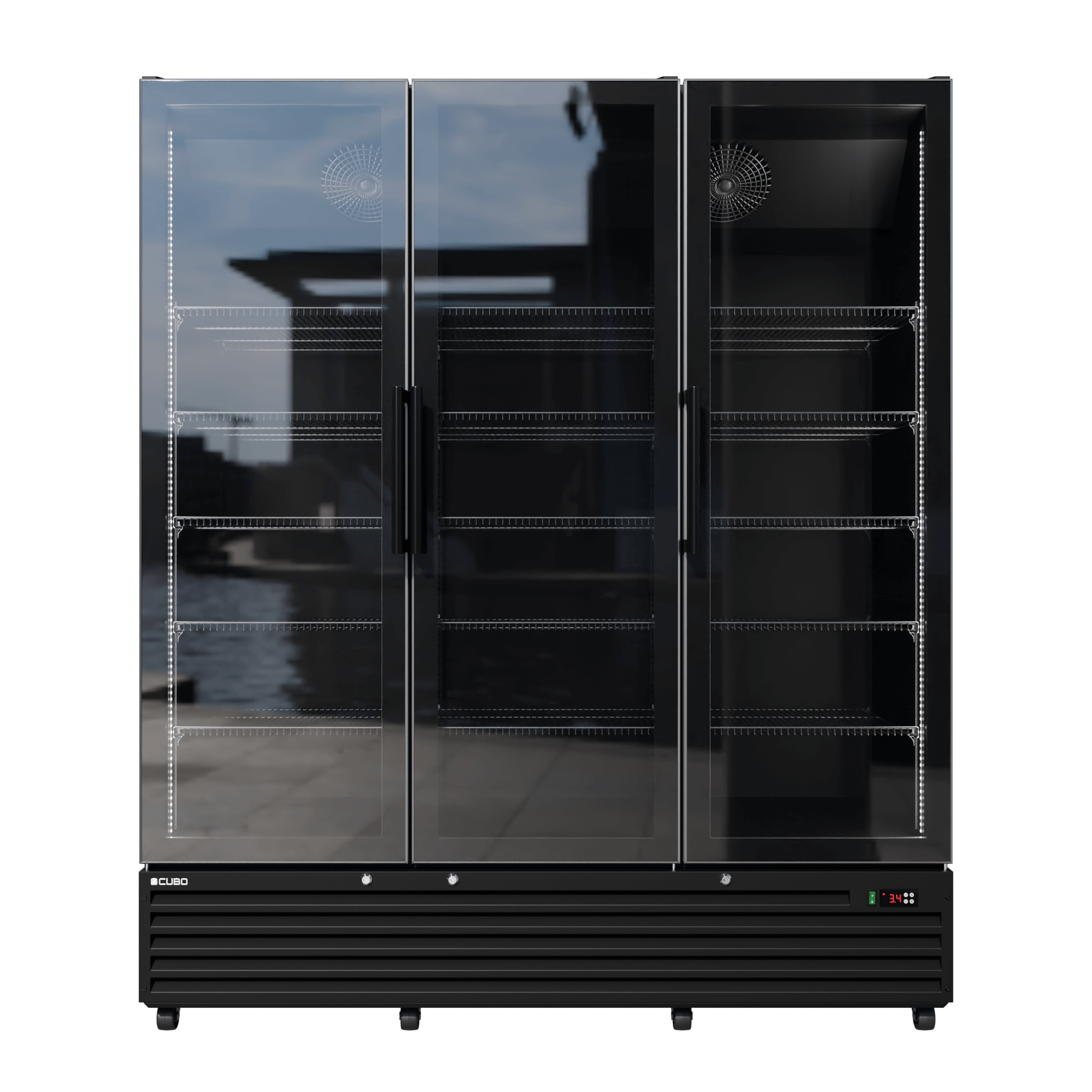 CUBO koelkast - 1483 Liter – 3 Glasdeuren – 15 Legplanken – Zwart Interieur – CS-SU1500