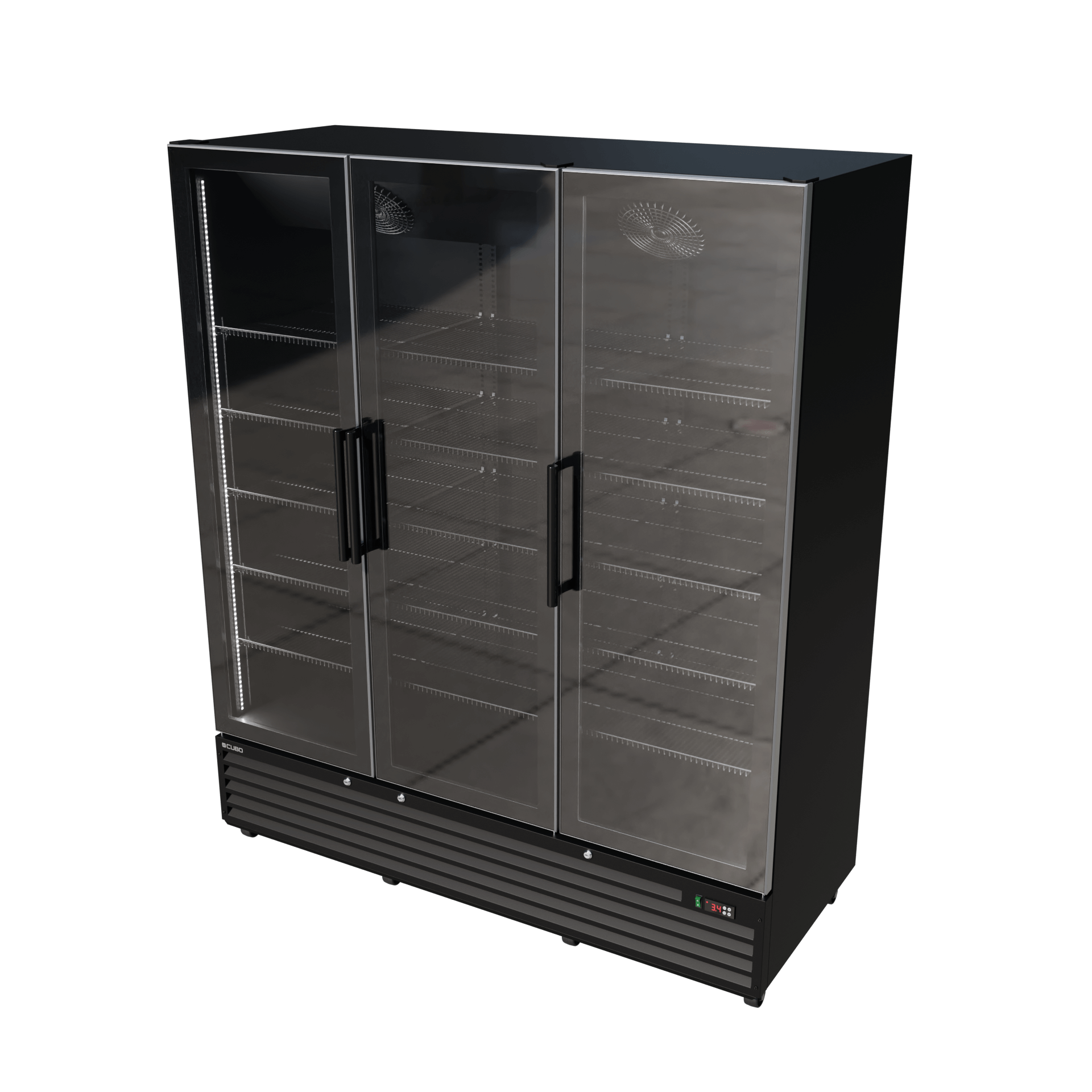 CUBO koelkast - 1483 Liter – 3 Glasdeuren – 15 Legplanken – Zwart Interieur – CS-SU1500