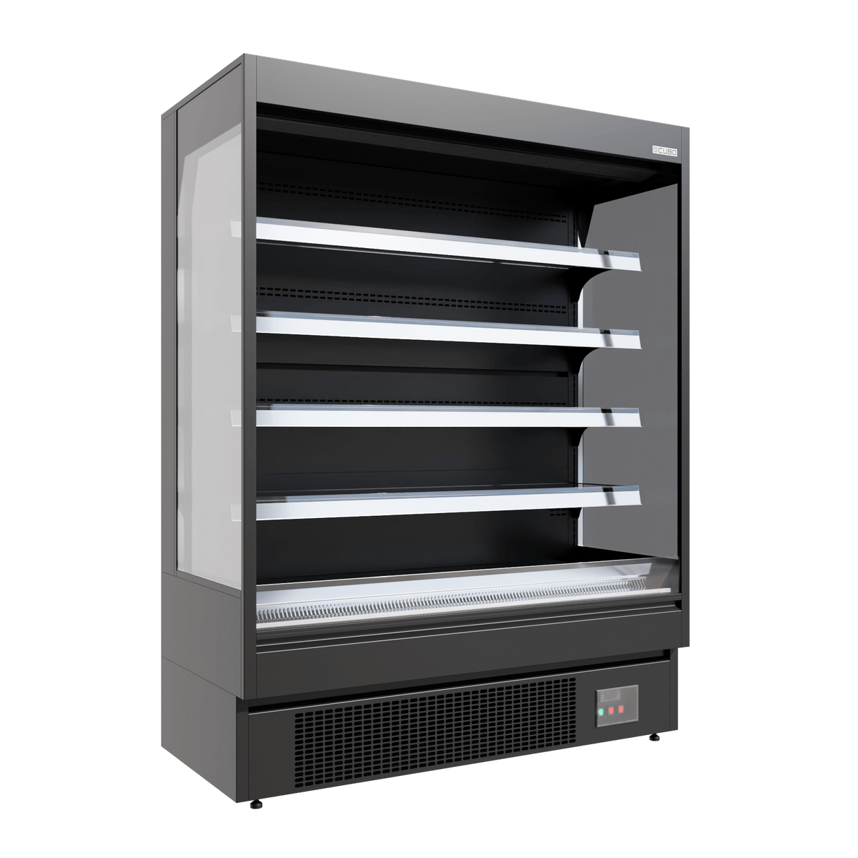 CUBO Multideck 516L - Wall Cooler - 4 Stainless Steel Shelves - LED Lighting - Black with open front - CS-MD15