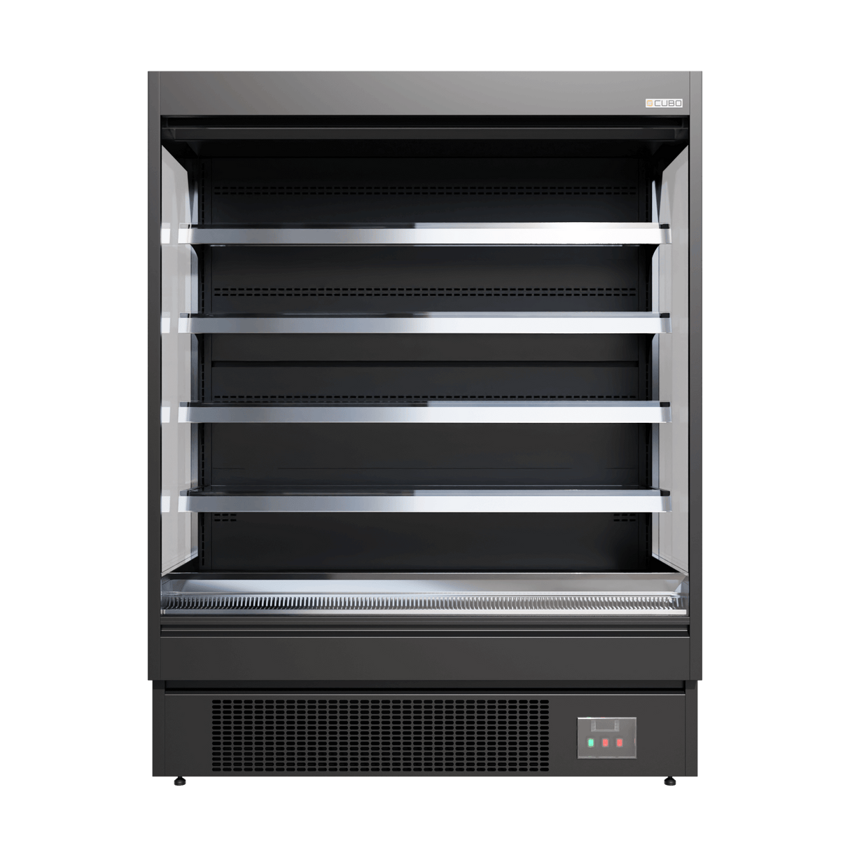 CUBO Multideck 516L - Wall Cooler - 4 Stainless Steel Shelves - LED Lighting - Black with open front - CS-MD15