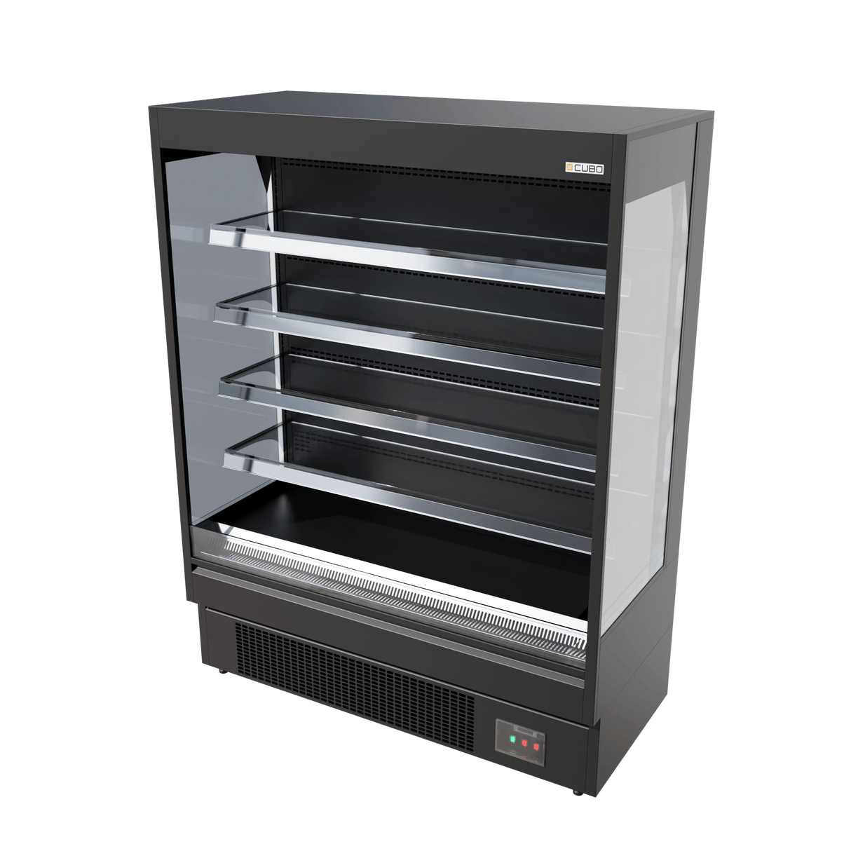 CUBO Multideck 516L - Wall Cooler - 4 Stainless Steel Shelves - LED Lighting - Black with open front - CS-MD15