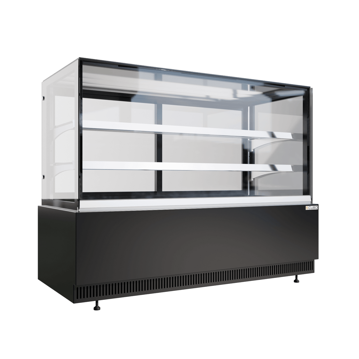 CUBO Cake & Pastry Counter 560L - 1560mm - Refrigerated Display - 2 Stainless Steel Shelves - Black with Glass Door - CS-BDC16