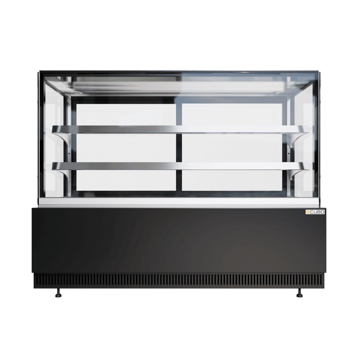 CUBO Cake & Pastry Counter 560L - 1560mm - Refrigerated Display - 2 Stainless Steel Shelves - Black with Glass Door - CS-BDC16