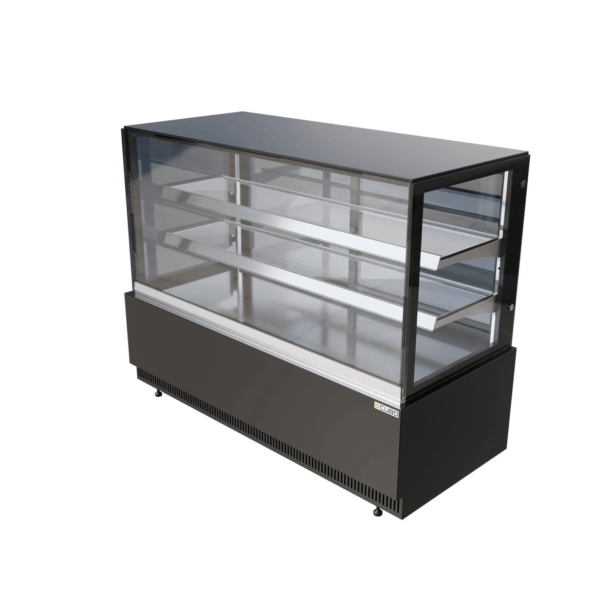 CUBO Cake & Pastry Counter 560L - 1560mm - Refrigerated Display - 2 Stainless Steel Shelves - Black with Glass Door - CS-BDC16