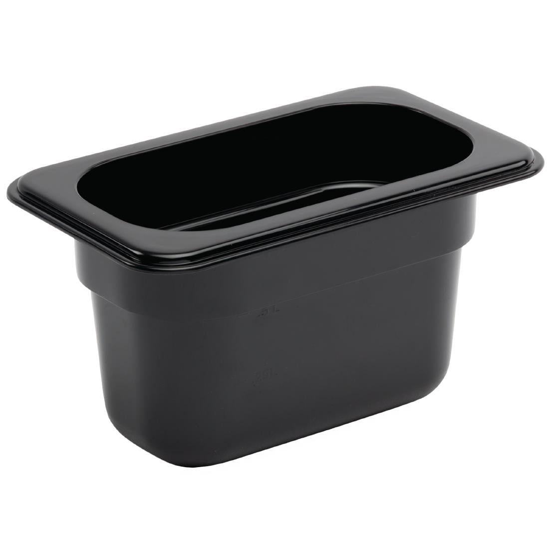 Vogue Polycarbonate 1/9 Gastronorm Container 100mm Black - U473 Vogue