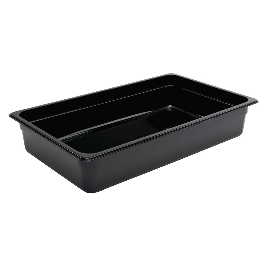 Vogue Polycarbonate 1/1 Gastronorm Container 100mm Black - U455 Vogue