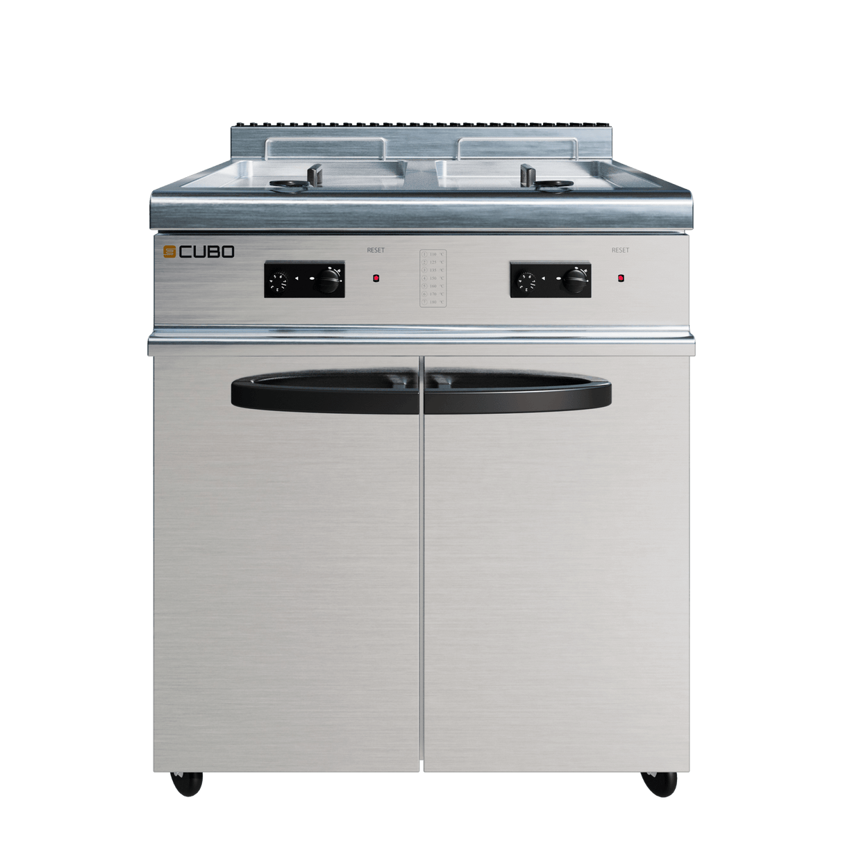 CUBO Friteuse Gas 2 x 20L - Staand model - dubbele mand dubbele tank - 6-pits - LPG conversieset - CS-TG70-QC-2