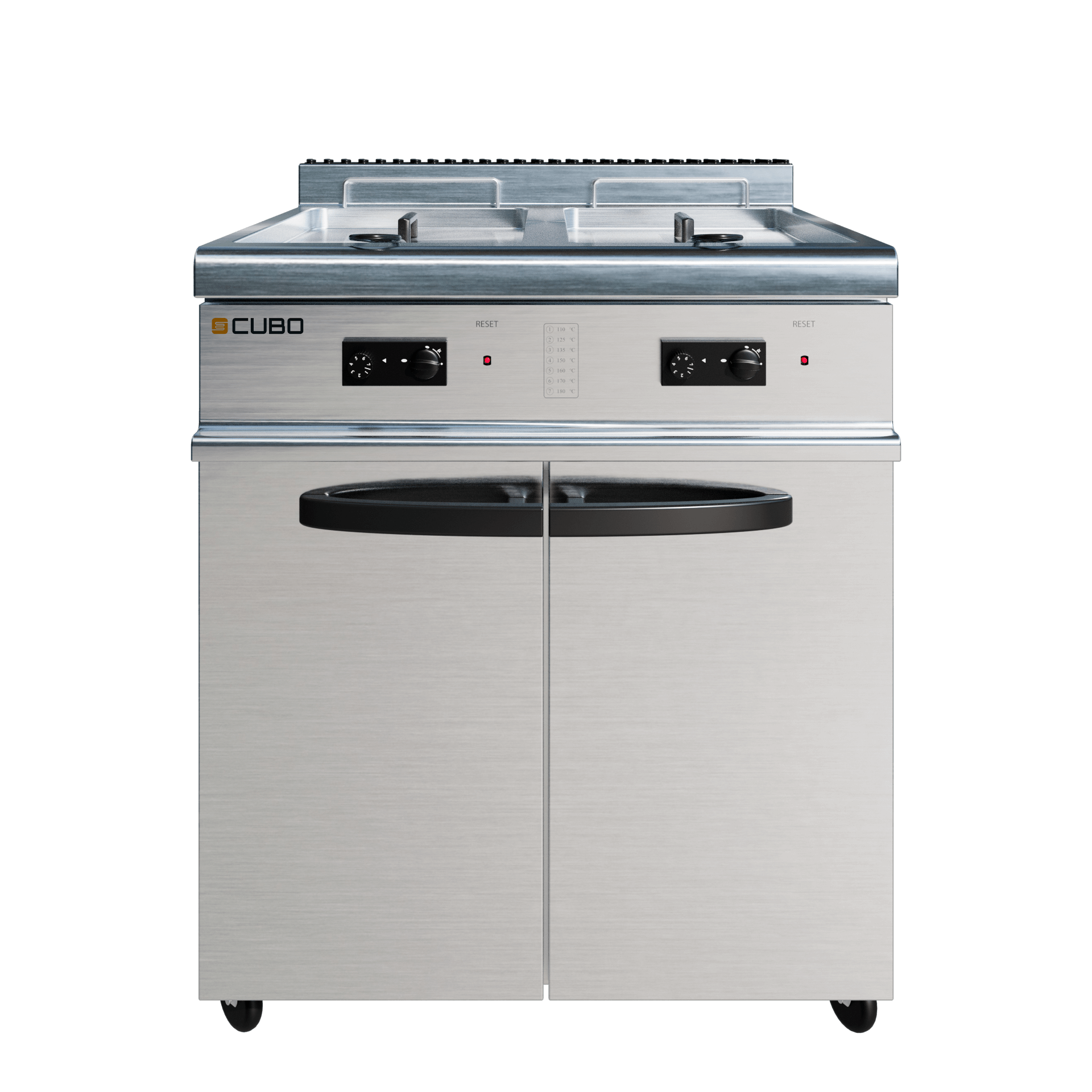 CUBO Friteuse Gas 2 x 20L - Staand model - dubbele mand dubbele tank - 6-pits - LPG conversieset - CS-TG70-QC-2