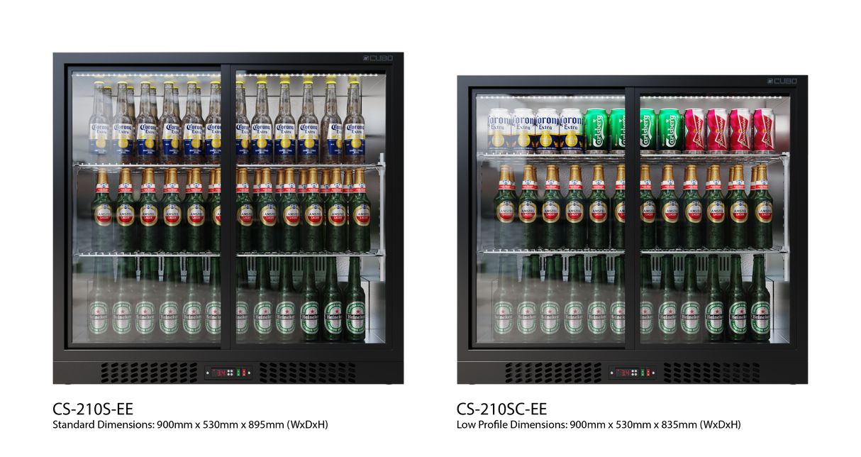 Cubo Barkühlschrank 207L - 2 Glasschiebetüren - Abschließbar - CS-210S-EE