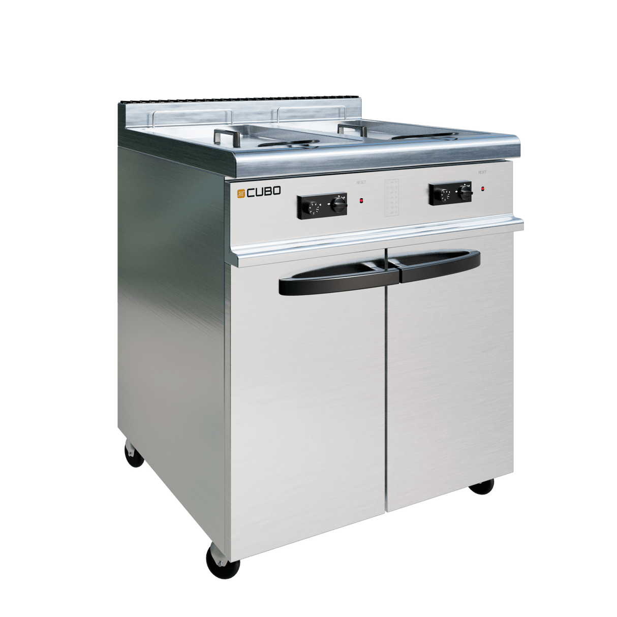 CUBO Friteuse Gas 2 x 20L - Staand model - dubbele mand dubbele tank - 6-pits - LPG conversieset - CS-TG70-QC-2