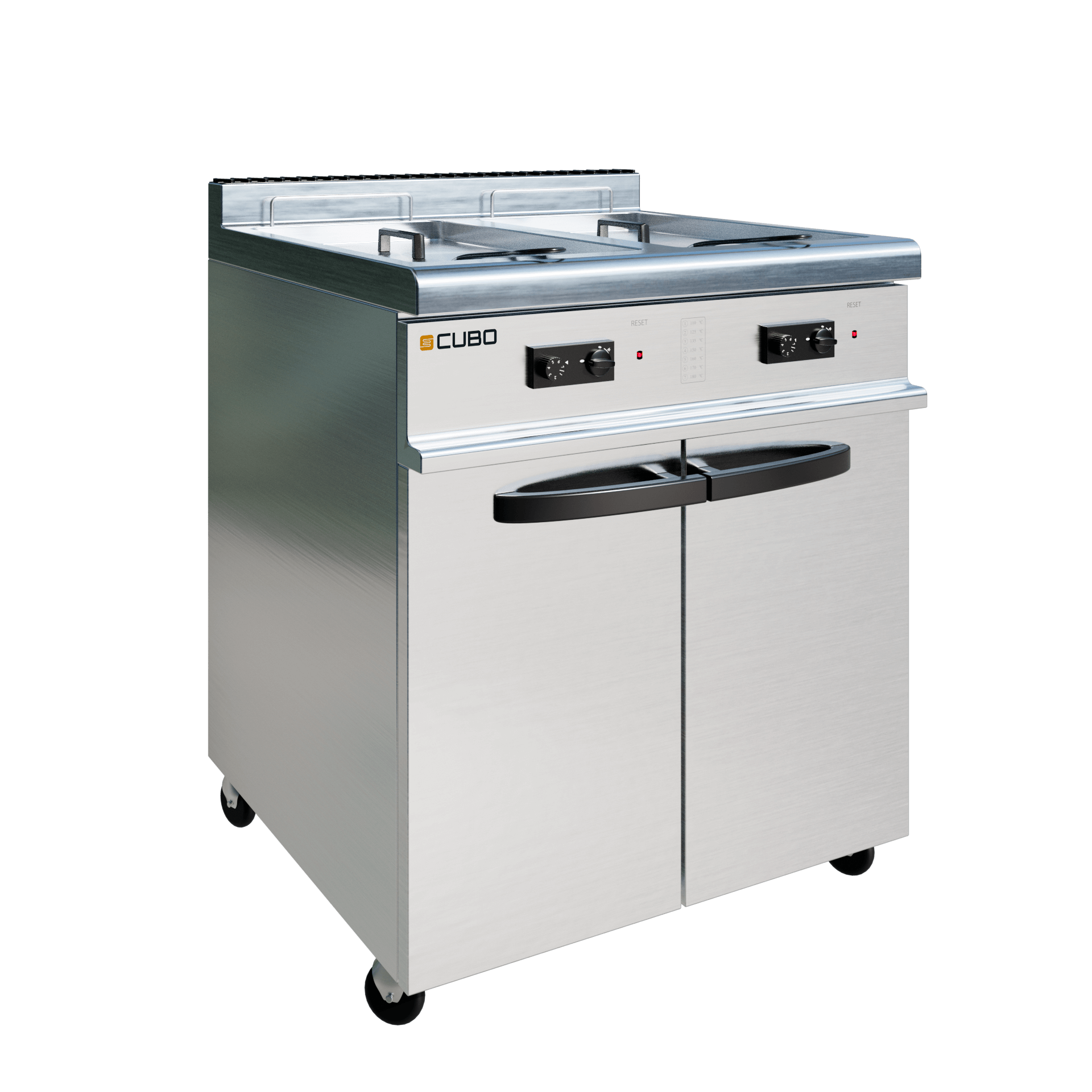 CUBO Friteuse Gas 2 x 20L - Staand model - dubbele mand dubbele tank - 6-pits - LPG conversieset - CS-TG70-QC-2