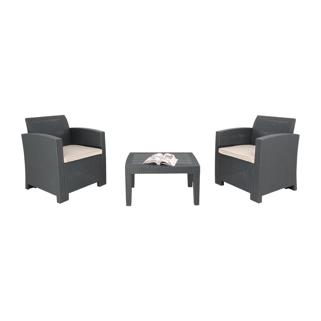 Bolero PP Armchair and Table Wicker Set Grey - DR309 Bolero