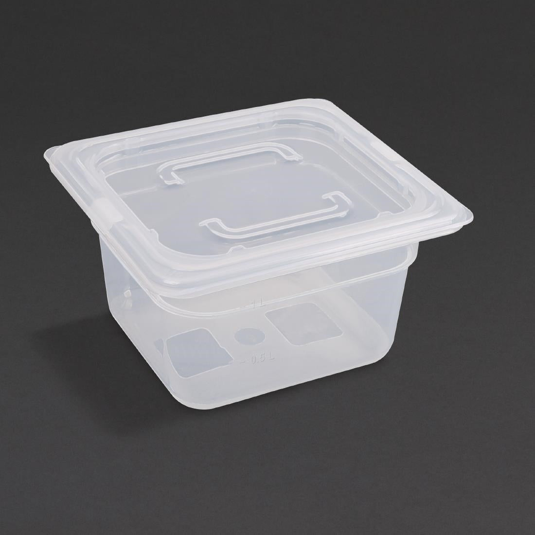 Vogue Polypropylene 1/6 Gastronorm Container with Lid 100mm (Pack of 4) - GJ526 Vogue