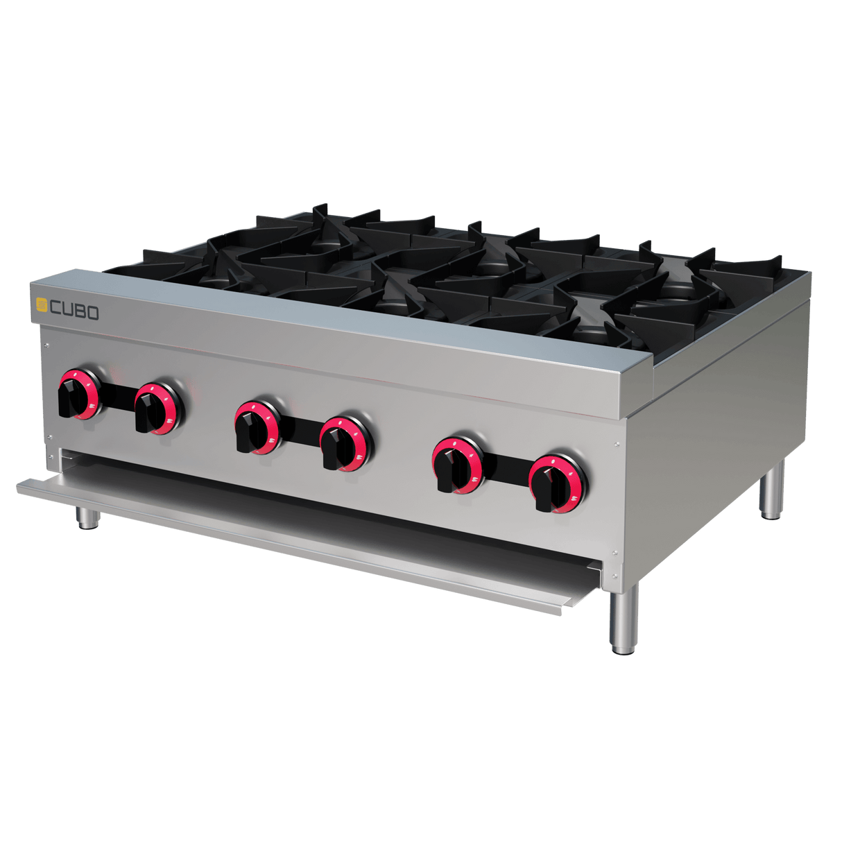 CUBO Gaskochfeld 92 cm – Arbeitsplatte mit 6 Brennern – 6 x 4,5 kW – CS-XRB-6-OZ-M