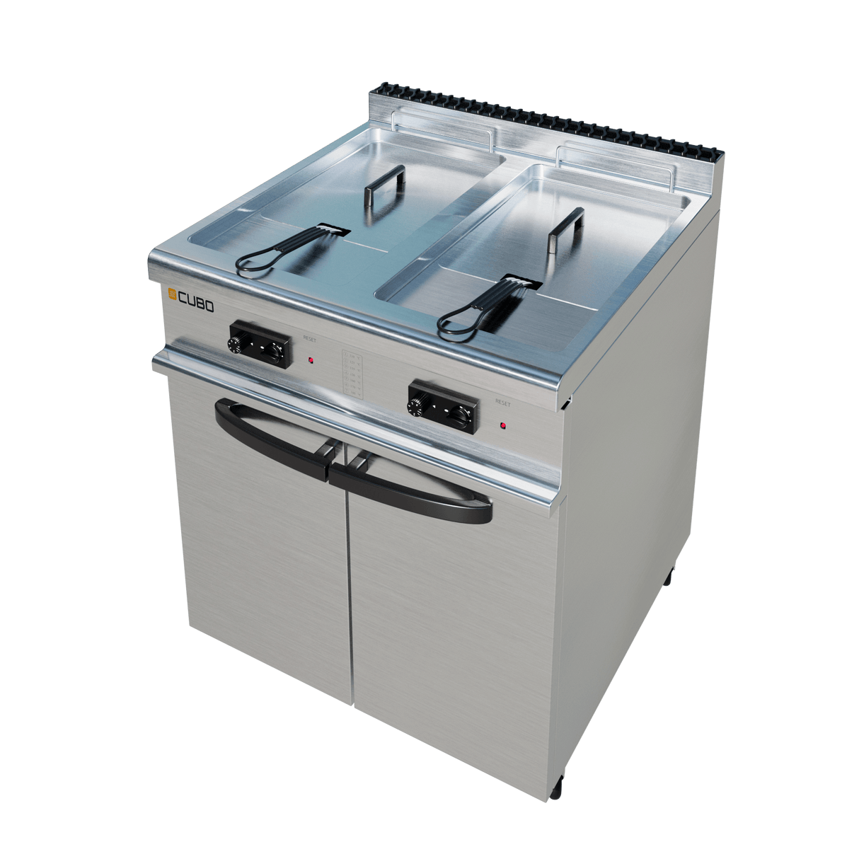 CUBO Friteuse Gas 2 x 20L - Staand model - dubbele mand dubbele tank - 6-pits - LPG conversieset - CS-TG70-QC-2