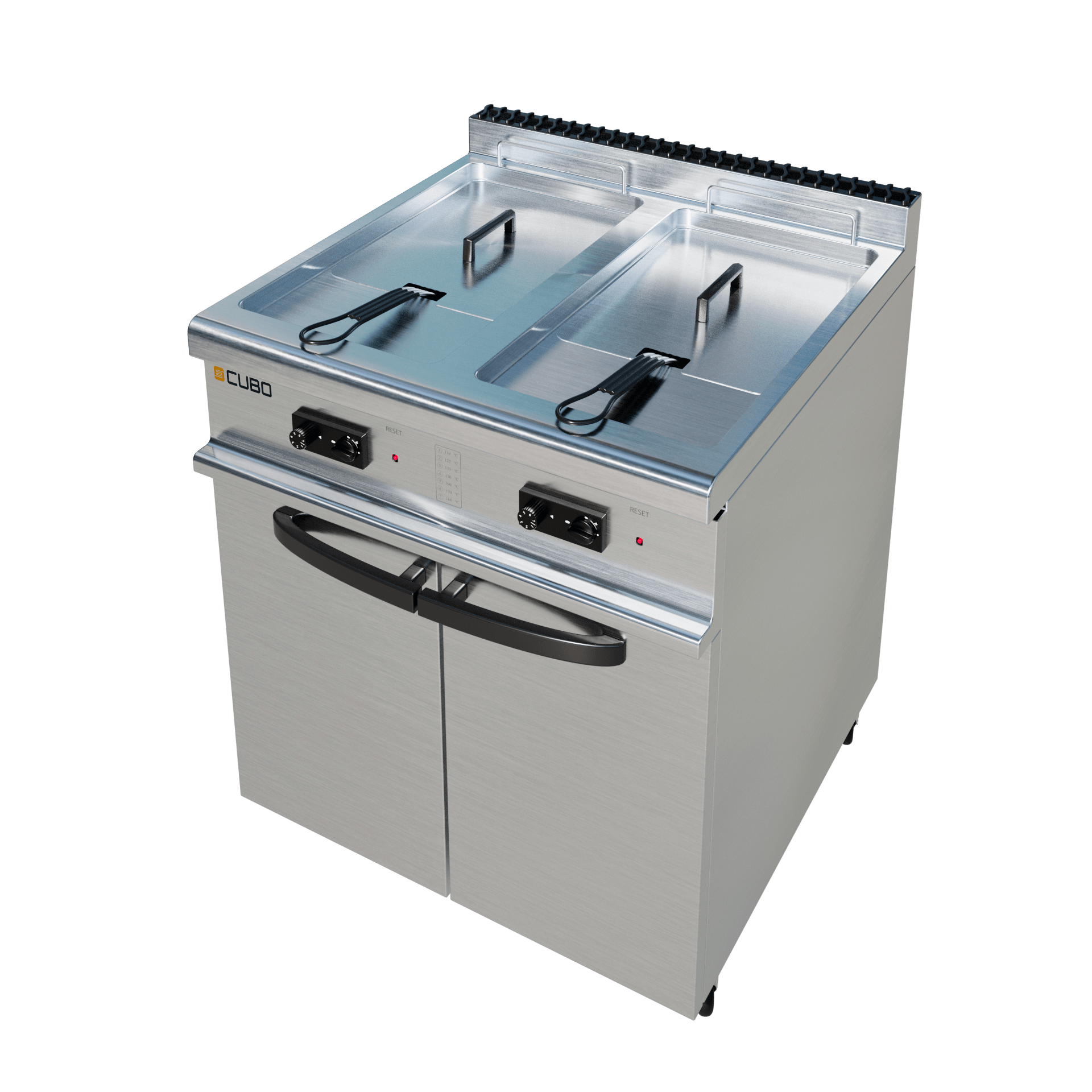 CUBO Friteuse Gas 2 x 20L - Staand model - dubbele mand dubbele tank - 6-pits - LPG conversieset - CS-TG70-QC-2