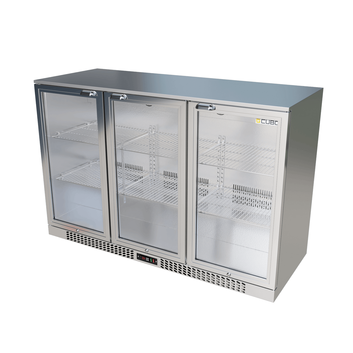 Barkühlschrank 324L - 3 Glasflügeltüren Edelstahl - Abschließbar - 315 Flaschen - Energieeffizient - CS-320H-S-EE