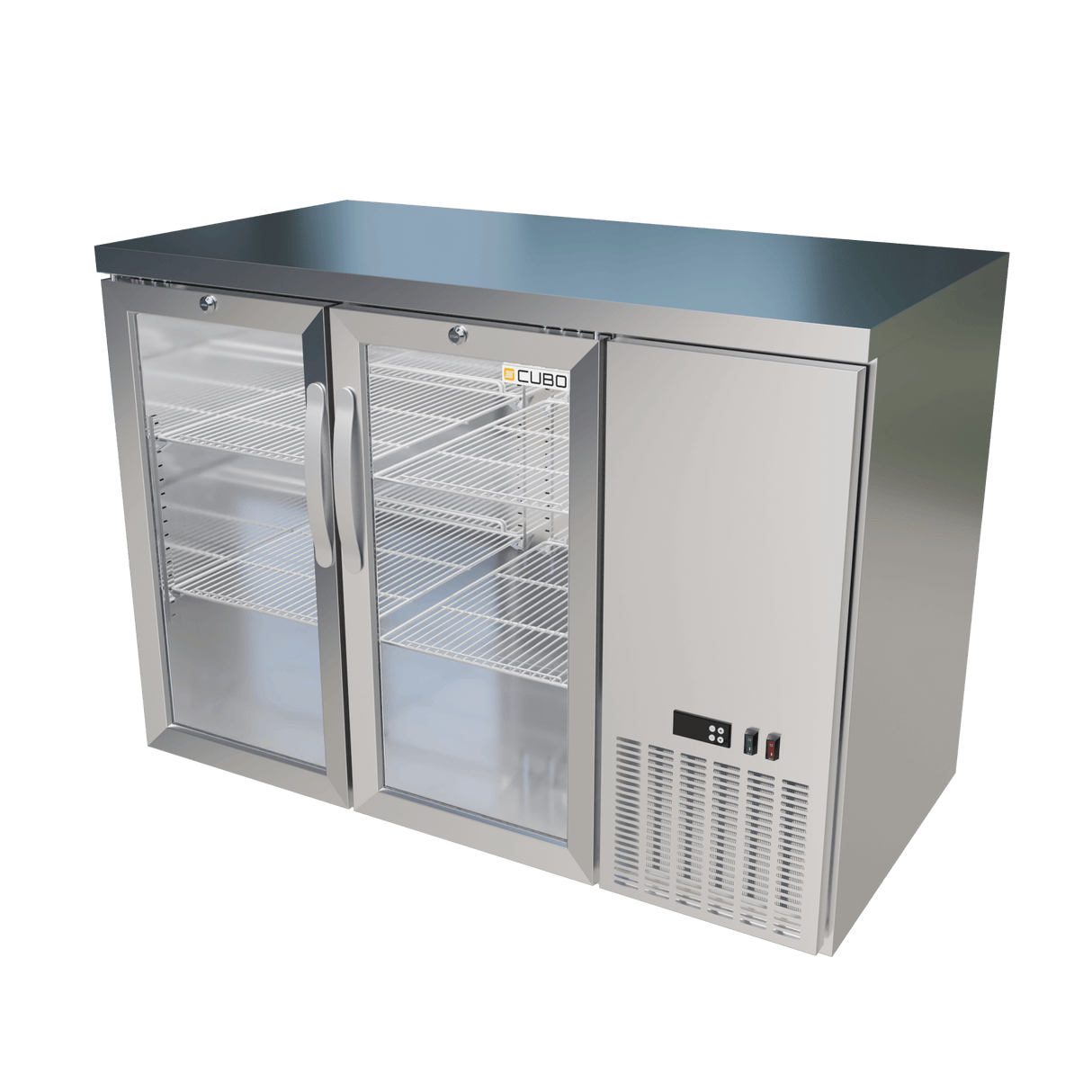 CUBO Barkoelkast met hoge capaciteit 295L - 2 scharnierende glazen deuren roestvrij staal - Lage zijkoeling - 320 flessen - CS-305HR