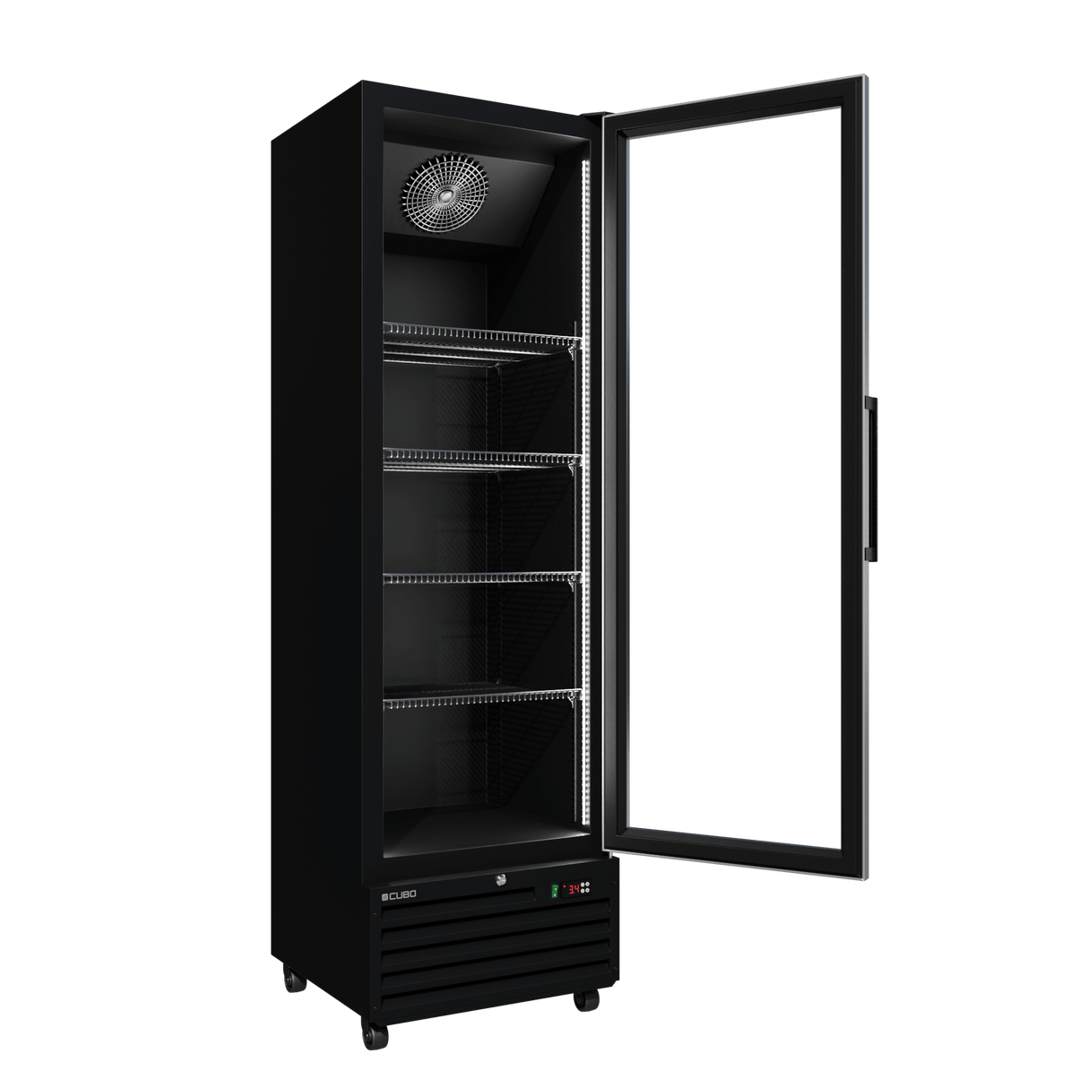 CUBO koelkast - 361L – 1 Glasdeur – 5 Legplanken – Zwart Interieur – CS-SU400