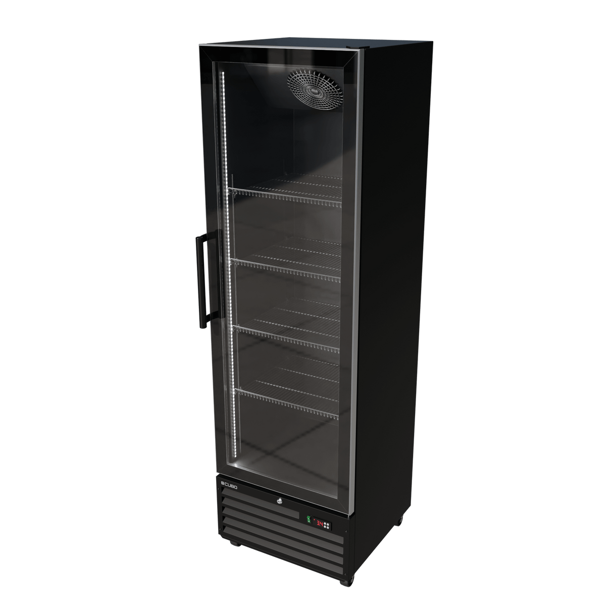 CUBO koelkast - 361L – 1 Glasdeur – 5 Legplanken – Zwart Interieur – CS-SU400