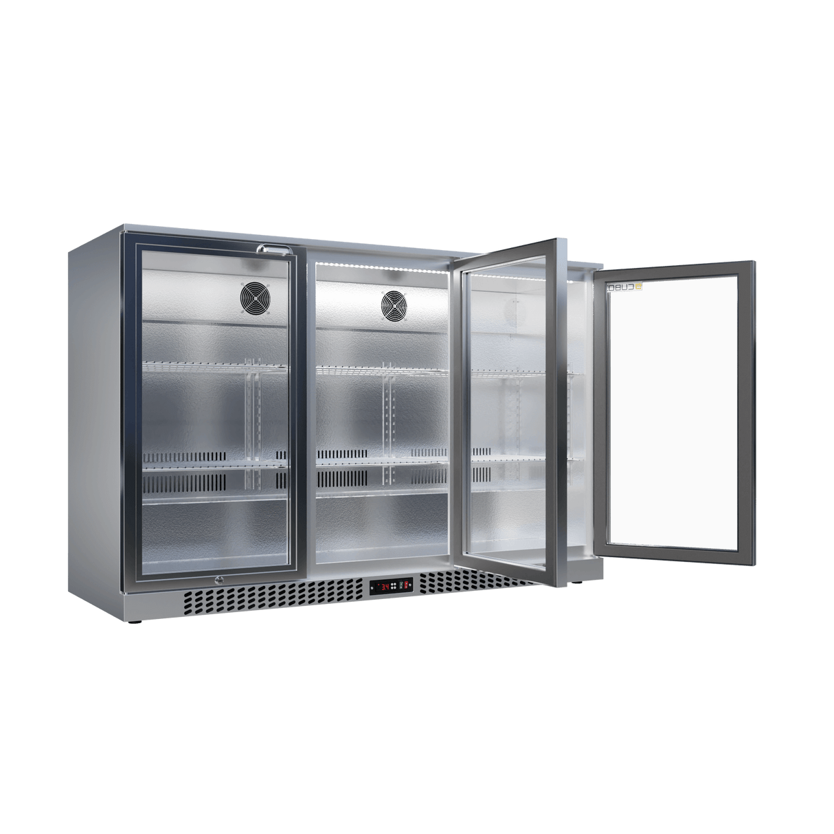 Barkühlschrank 324L - 3 Glasflügeltüren Edelstahl - Abschließbar - 315 Flaschen - Energieeffizient - CS-320H-S-EE