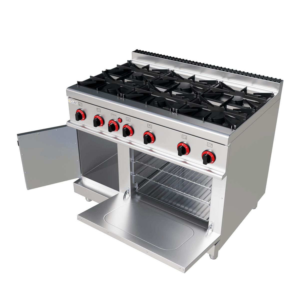 CUBO Gasfornuis 27kW - 6-pits - incl. statische gasoven 8kW - Diepte 70cm - Hoogwaardig model - CS-70-QQ-6-M